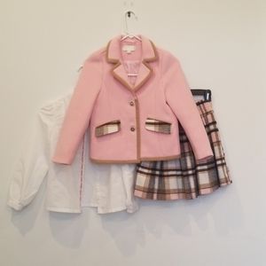 Girls pink plaid outfit size 8-9 w/ FREE hat